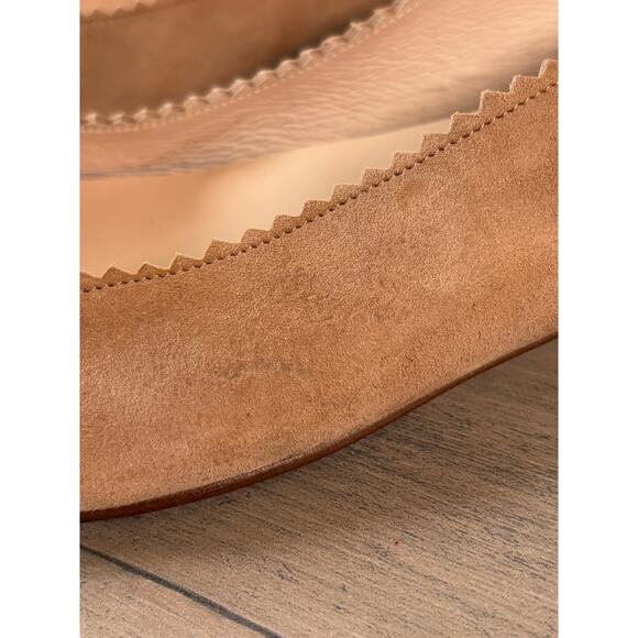 French Sole Halo Make up Suede Ballet Flat Shoes Bow Tan Leather size 9.5 EUC - Picture 12 of 14